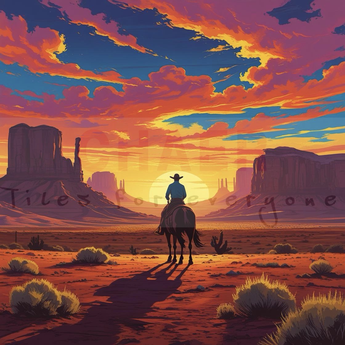 Cowboy riding away
