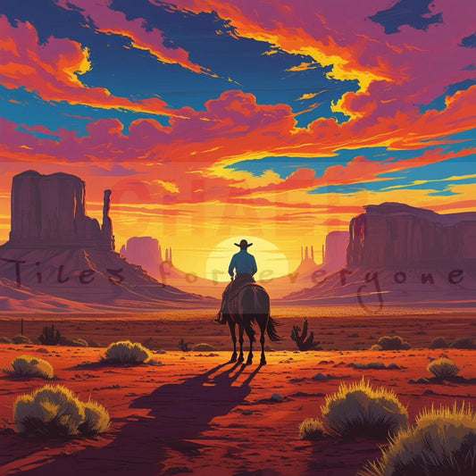 Cowboy riding away